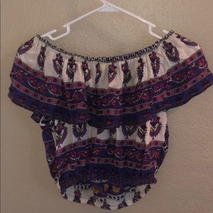 Printed Off The Shoulder Crop Top